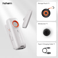 Hohem MIC-01 wireless Lavalier Microphone, Noise Canceling Recording, 20 hours battery life, for iPhone, Android, Live Streaming
