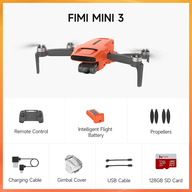 FIMI MINI3 Camera 245g ultra-lightweight  4K 60fps AI Super Nignt professional drone 3-axis Gimbal Camera Auto Return mode 9km