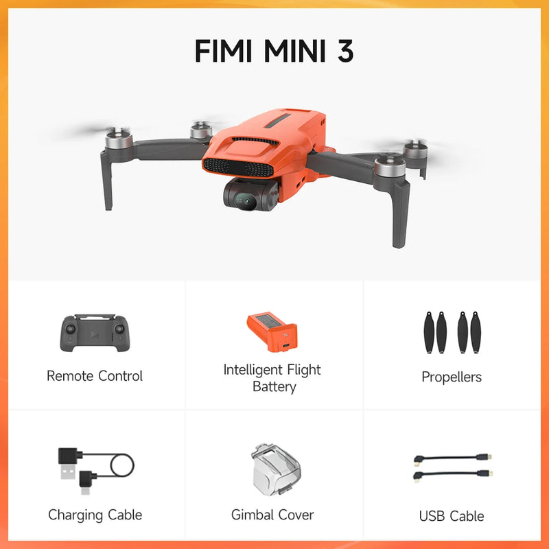 FIMI MINI 3 245g With 4K Camera HDR Video 3-axis Mechanical Gimbal 9KM flight range GPS Foldable RC Drone Quadcopter RTF