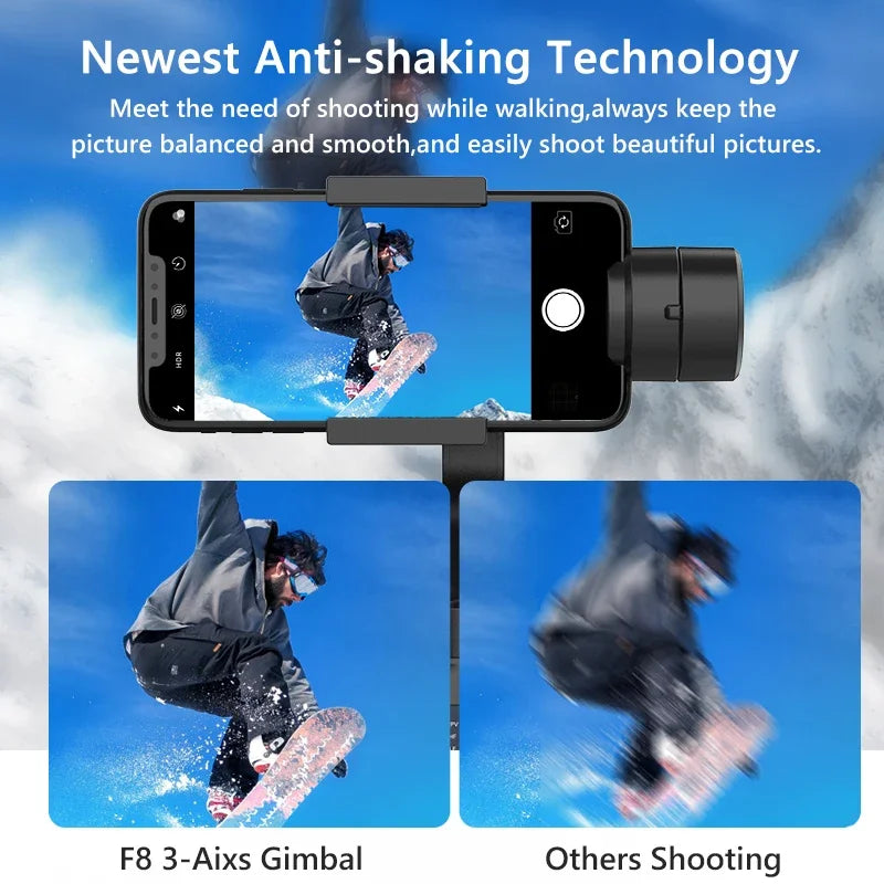 F8 Handheld 3-Axis Gimbal Phone Holder Anti Shake Video Record Stabilizer for Xiaomi iPhone Cellphone Smartphone gimbal camera