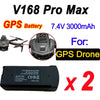Original V168 GPS Battery 7.4V 3000mAh For V168Pro Max Drone 3.7V 2000mAh Battery For V168Pro RC Quadcopter Accessories Part