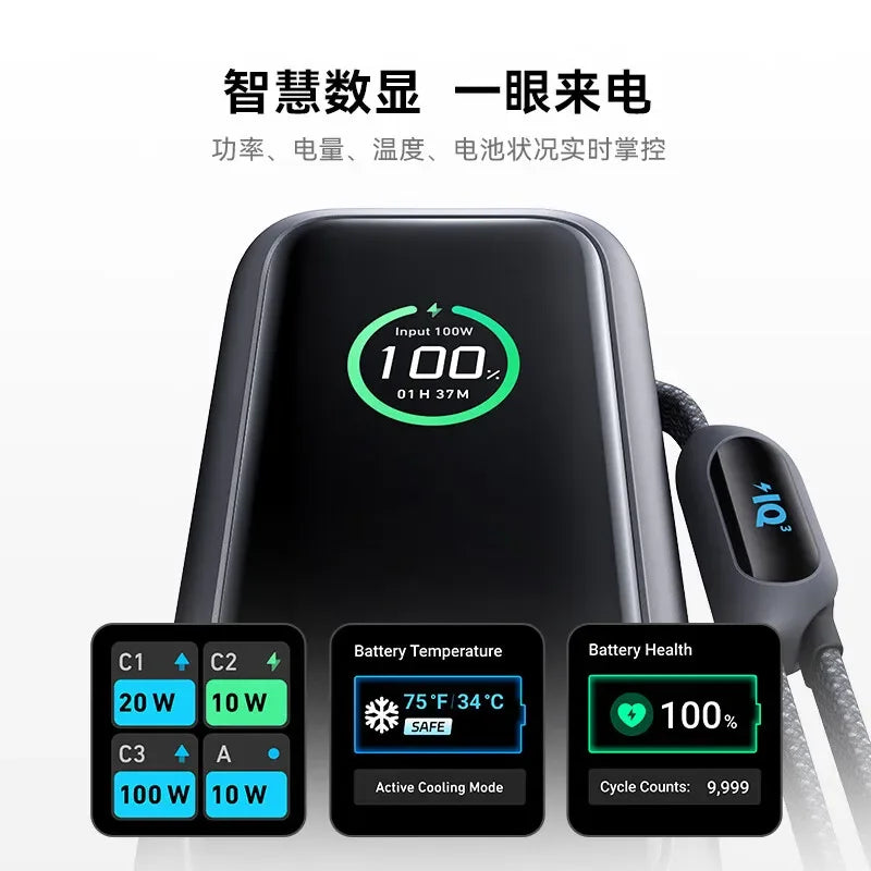 Anker Zolo Power Bank 25000mAh 100W Max Built-in Cable 4 Ports for iPhone 12-16 Series Laptop