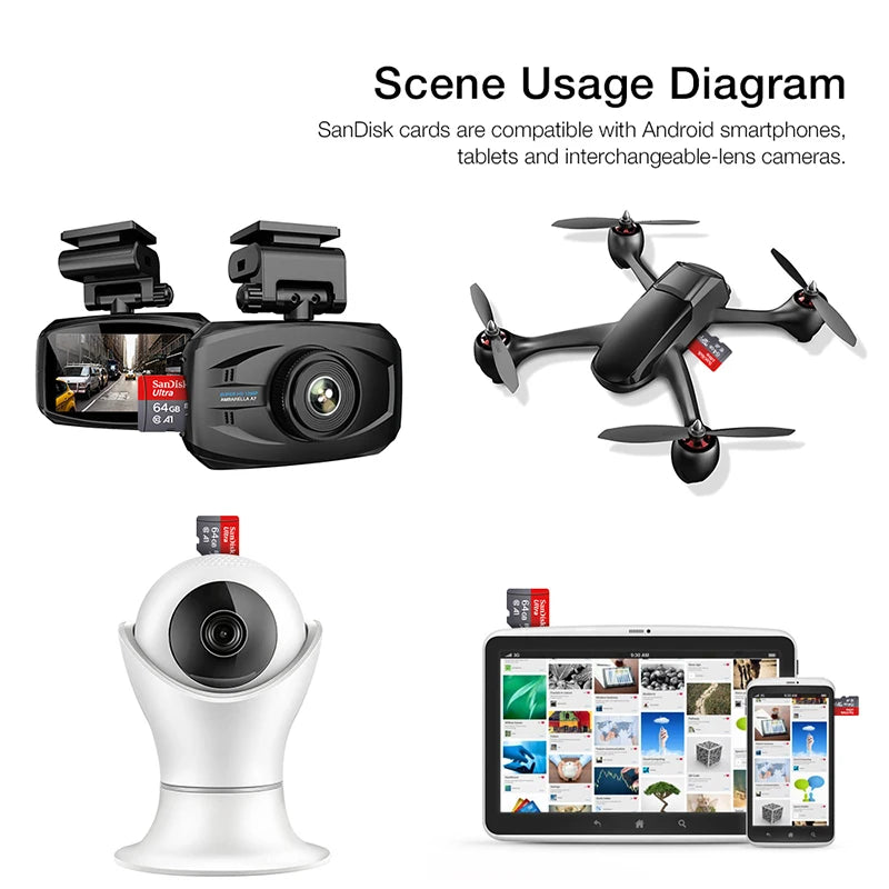 100% Card 128GB 100MB/s A1 Memory Cards cameracard 32GB 64GB Micro SDcard Class 10 UHS-1 flashcard Microsd TF/SD Card