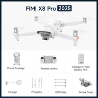 FIMI X8 Pro 2025 drone  4K 60fps 20KM range 3-axis Gimbal GPS AI Super Night Video 1/1.3-inch 48Mp CMOS sensor Smart Tracking