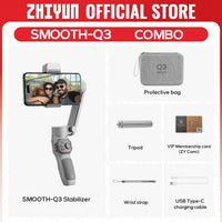ZHIYUN Official SMOOTH Q3 Gimbal Smartphone 3-Axis Phone Gimbals Portable Stabilizer for iPhone 14 pro max/Xiaomi/Huawei
