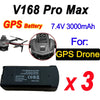 Original V168 GPS Battery 7.4V 3000mAh For V168Pro Max Drone 3.7V 2000mAh Battery For V168Pro RC Quadcopter Accessories Part