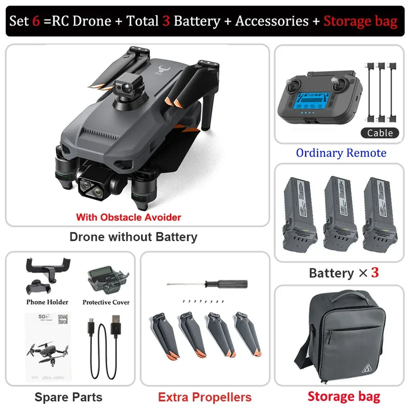 ZLL SG909 Professional Drone 3-axis Gimbal 4K Camera Touch Screen Radar Obstacle Avoidance Brushless Motor