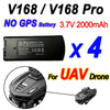 Original V168 GPS Battery 7.4V 3000mAh For V168Pro Max Drone 3.7V 2000mAh Battery For V168Pro RC Quadcopter Accessories Part