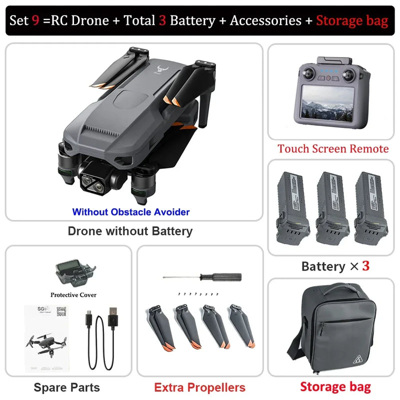 ZLL SG909 Professional Drone 3-axis Gimbal 4K Camera Touch Screen Radar Obstacle Avoidance Brushless Motor