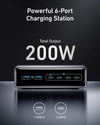 Anker Prime Charger 200W 6 Ports GaN Desktop Charging Station USB-C PD 100W Max Fast Charge for Laptop Mobile Phone Earbuds