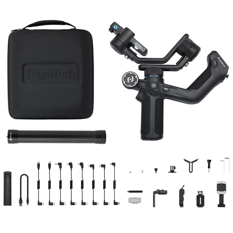 FeiyuTech SCORP Mini 2 Kit 3-Axis Handheld Mirrorless Camera Action Camre Smartphone with AI tracker Magnetic Fill, Load 1.2kg