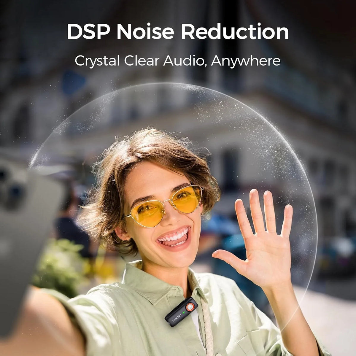 Hohem MIC-01 wireless Lavalier Microphone, Noise Canceling Recording, 20 hours battery life, for iPhone, Android, Live Streaming