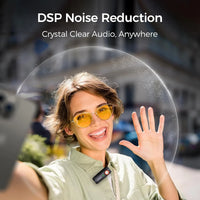 Hohem MIC-01 wireless Lavalier Microphone, Noise Canceling Recording, 20 hours battery life, for iPhone, Android, Live Streaming