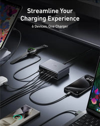 Anker Prime Charger 200W 6 Ports GaN Desktop Charging Station USB-C PD 100W Max Fast Charge for Laptop Mobile Phone Earbuds