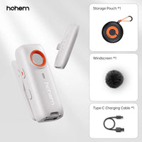 Hohem MIC-01 wireless Lavalier Microphone, Noise Canceling Recording, 20 hours battery life, for iPhone, Android, Live Streaming