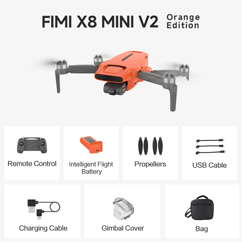 FIMI X8 Pro Drone with 1/1.3"CMOS Sensor 4K professional 3-axis Gimbal camera Obstacle Sensing 15KM transmission range GPS