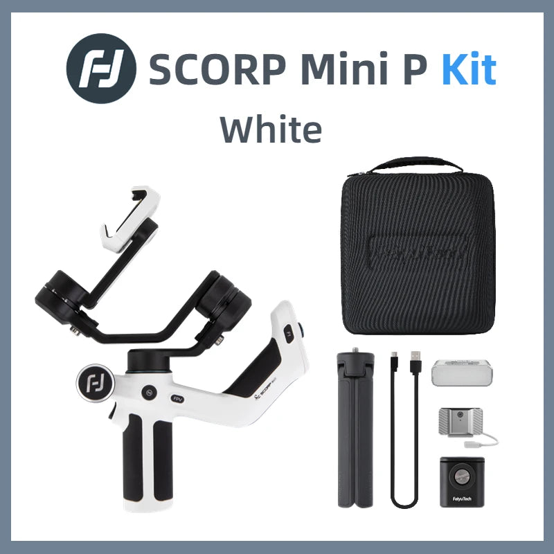 FeiyuTech Official SCORP MINI-P Kit 3-Axis Handheld Gimbal Handle Grip for Smartphone iPhone 15Pro Samsung with Tripod 520g load