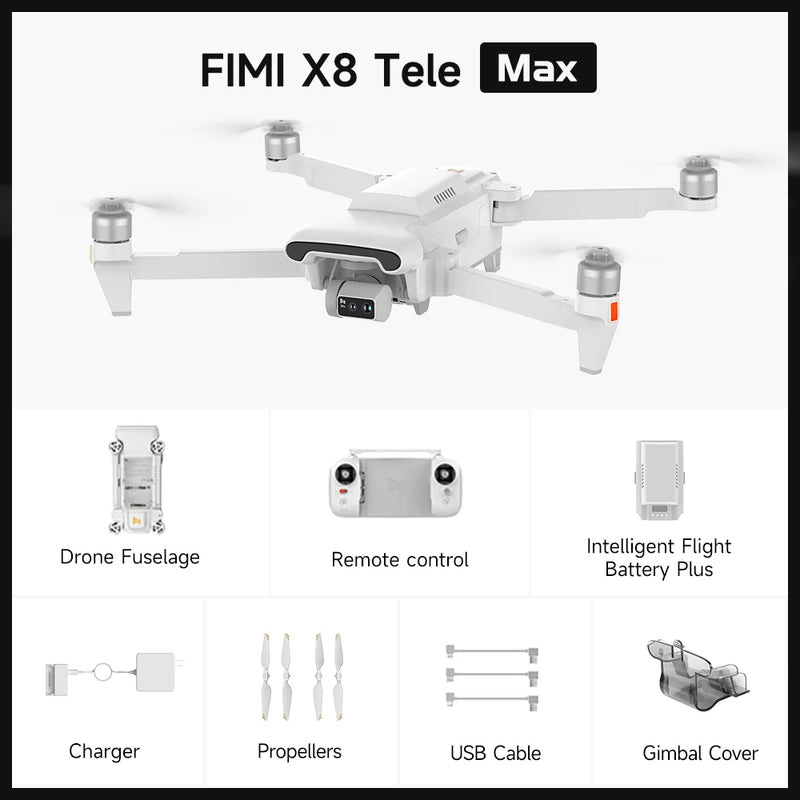 FIMI X8 Pro 2025 drone  4K 60fps 20KM range 3-axis Gimbal GPS AI Super Night Video 1/1.3-inch 48Mp CMOS sensor Smart Tracking