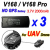 Original V168 GPS Battery 7.4V 3000mAh For V168Pro Max Drone 3.7V 2000mAh Battery For V168Pro RC Quadcopter Accessories Part