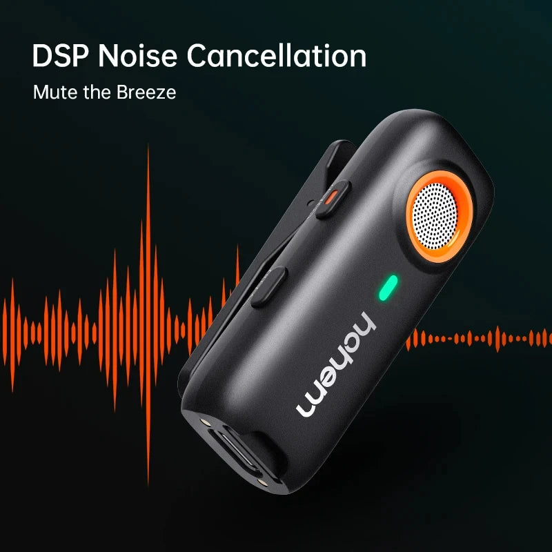 Hohem MIC-01 Wireless Lavalier Microphone Dual Noise Canceling Recording 20 Hours Battery LifeLive Streaming for Android