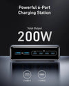 Anker Prime Charger 200W 6 Ports GaN Desktop Charging Station USB-C PD 100W Max Fast Charge for Laptop Mobile Phone Earbuds