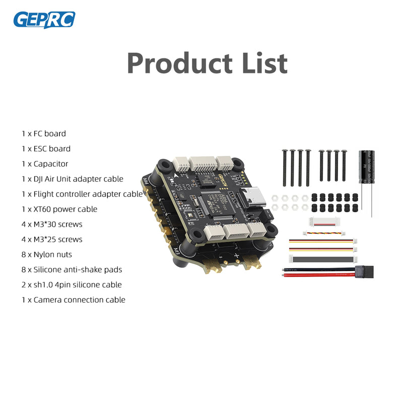 GEPRC TAKER F722 BLS 65A V2 STACK 65A 4IN1 ESC Flight Controller Data Analyze Record Flight Data Plug and Play Racing FPV Drone