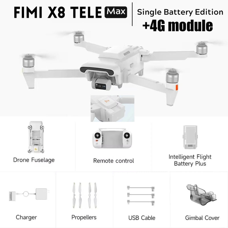 FIMI X8 TELE MAX New Drone 4K 60fps 3-Axis Gimbal Camera Drone Professional GPS 20KM RC Quadcopter spot goods