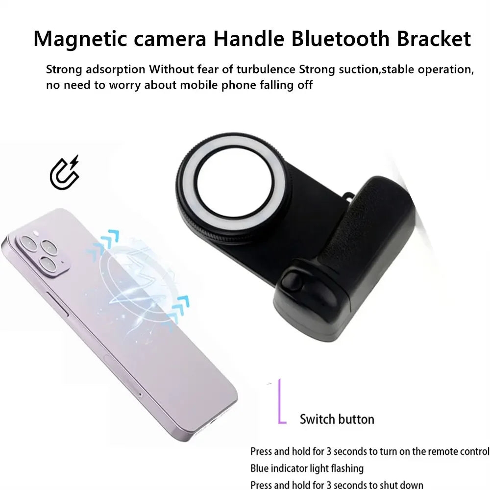 2025 Magsafe Bluetooth Shutter Phone Holder Camera Handle Grip Selfie Stablizer W FillLight Shooting for Iphone 16 15 14 Android