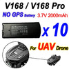 Original V168 GPS Battery 7.4V 3000mAh For V168Pro Max Drone 3.7V 2000mAh Battery For V168Pro RC Quadcopter Accessories Part