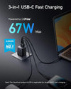 Original Anker 3-Port 67w Max GaN Charger USB C Fast charging Fast Compact Foldable for MacBook Pro/Air iPad Pro Galaxy Switch