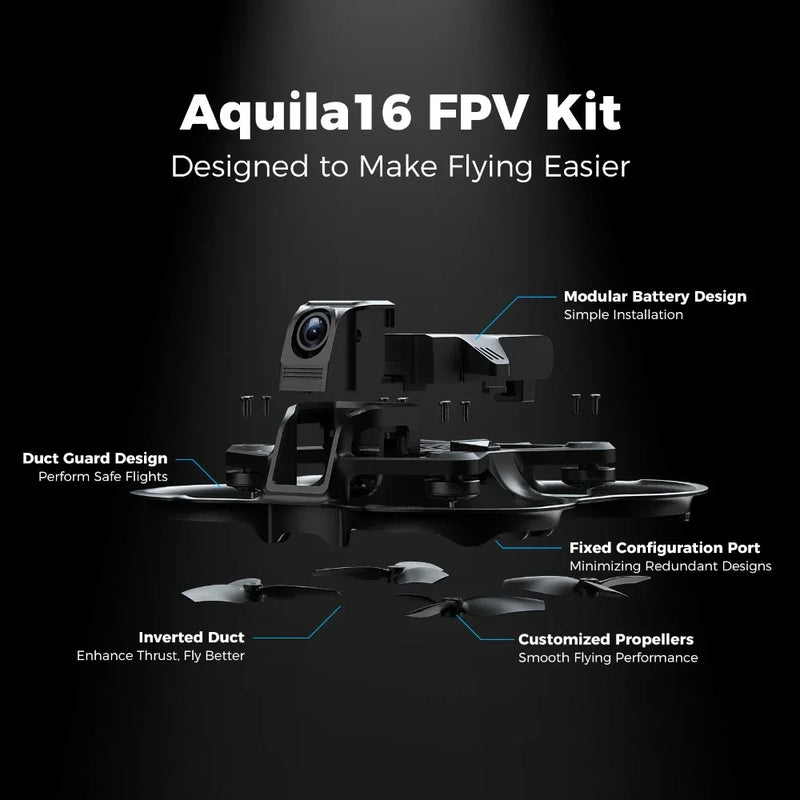 BETAFPV Aquila16 FPV Drone Kit with Altitude Hold, 8Mins Flight, for FPV Beginner to Fly Indoor Outdoor Longer